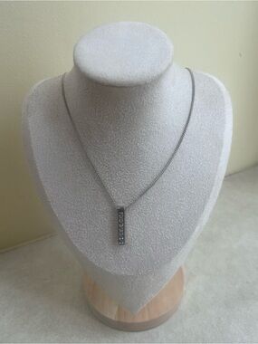 Mestige Crystal Bar Pendant Necklace Silver Tone Adjustable